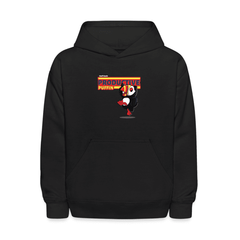 Productive Puffin Character Comfort Kids Hoodie - black