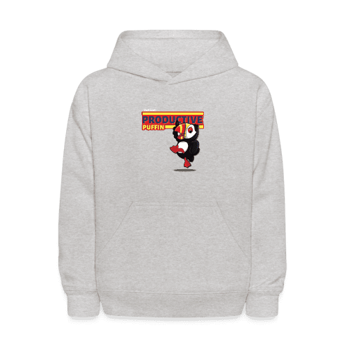 Productive Puffin Character Comfort Kids Hoodie - heather gray