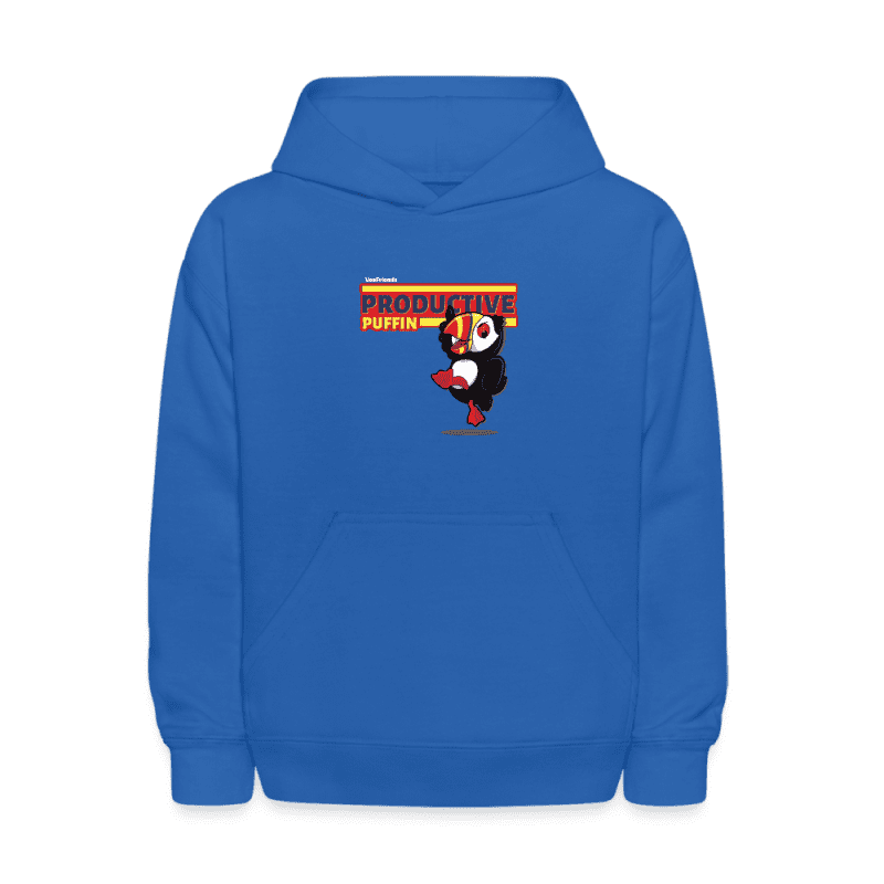 Productive Puffin Character Comfort Kids Hoodie - royal blue