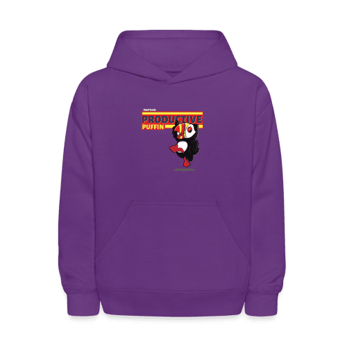 Productive Puffin Character Comfort Kids Hoodie - purple