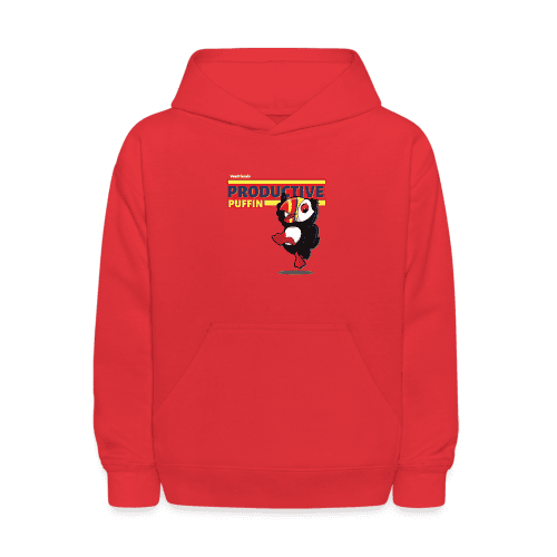 Productive Puffin Character Comfort Kids Hoodie - red