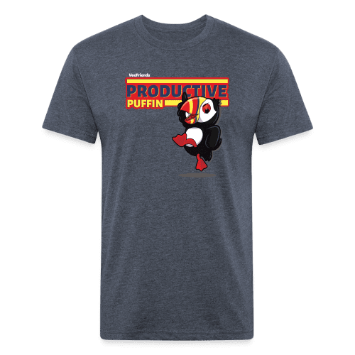 Productive Puffin Character Comfort Adult Tee - heather navy