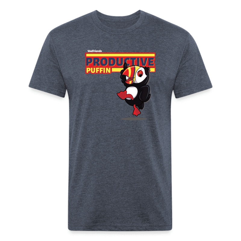 Productive Puffin Character Comfort Adult Tee - heather navy