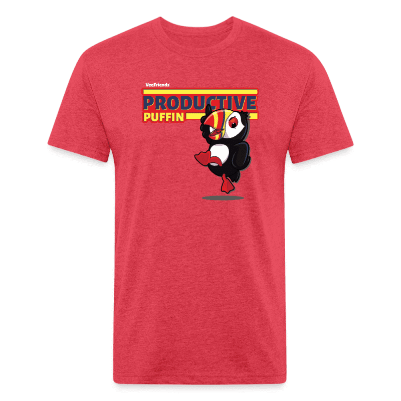 Productive Puffin Character Comfort Adult Tee - heather red