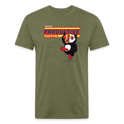 Productive Puffin Character Comfort Adult Tee - heather military green