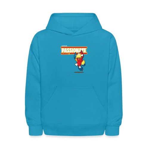 Passionate Parrot Character Comfort Kids Hoodie - turquoise