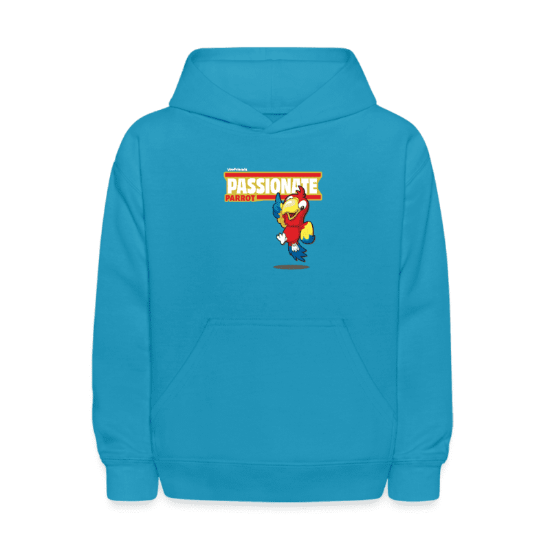 Passionate Parrot Character Comfort Kids Hoodie - turquoise