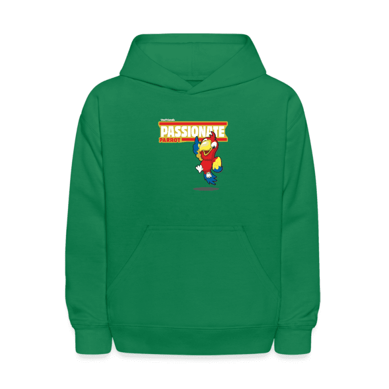 Passionate Parrot Character Comfort Kids Hoodie - kelly green