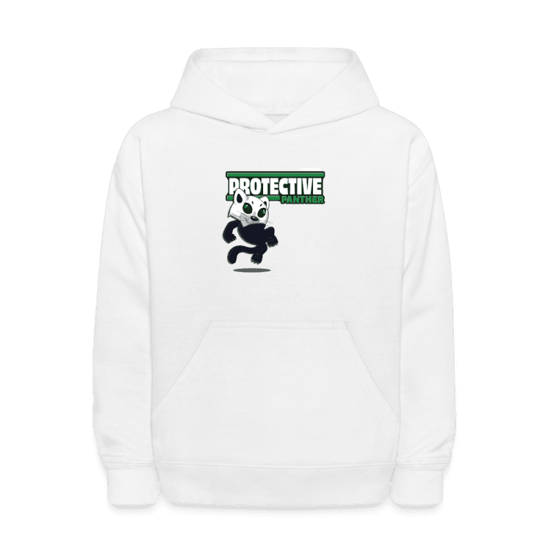 Protective Panther Character Comfort Kids Hoodie - white