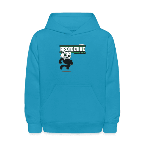 Protective Panther Character Comfort Kids Hoodie - turquoise