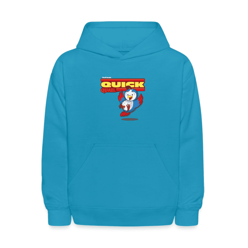 Quick Quail Character Comfort Kids Hoodie - turquoise