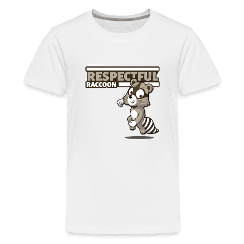 Respectful Racoon Character Comfort Kids Tee - white