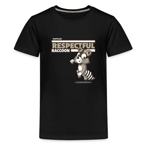 Respectful Racoon Character Comfort Kids Tee - black