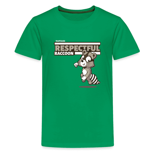 Respectful Racoon Character Comfort Kids Tee - kelly green