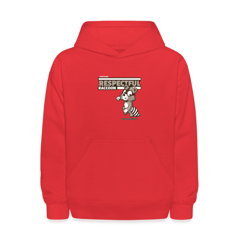 Respectful Racoon Character Comfort Kids Hoodie - red