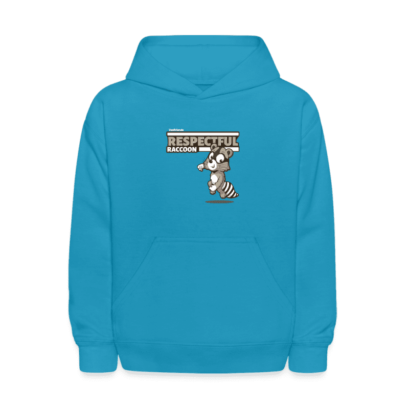 Respectful Racoon Character Comfort Kids Hoodie - turquoise