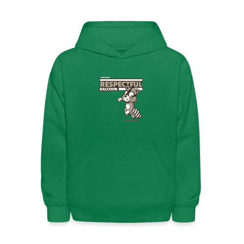 Respectful Racoon Character Comfort Kids Hoodie - kelly green