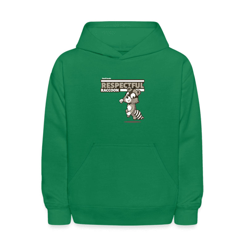 Respectful Racoon Character Comfort Kids Hoodie - kelly green