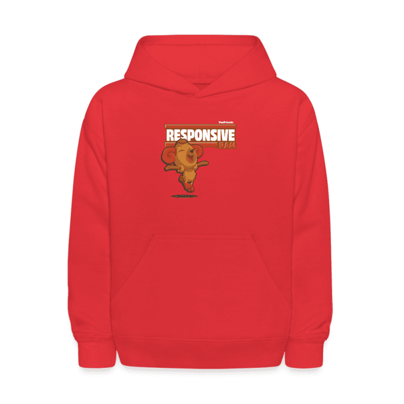 Responsive Ram Character Comfort Kids Hoodie - red