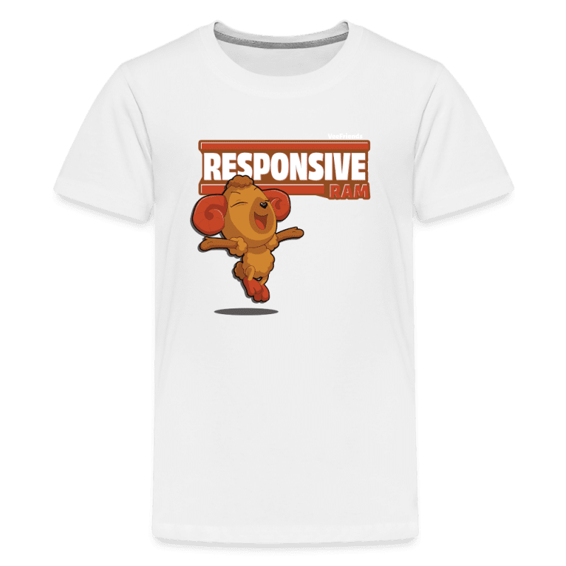 Responsive Ram Character Comfort Kids Tee - white