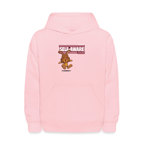 Self-Aware Hare Character Comfort Kids Hoodie - pink