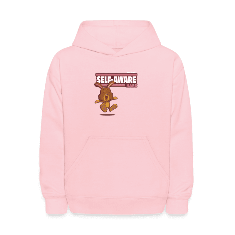 Self-Aware Hare Character Comfort Kids Hoodie - pink