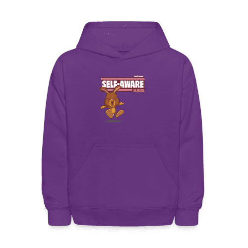 Self-Aware Hare Character Comfort Kids Hoodie - purple