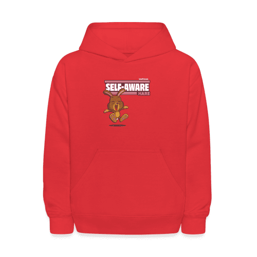 Self-Aware Hare Character Comfort Kids Hoodie - red