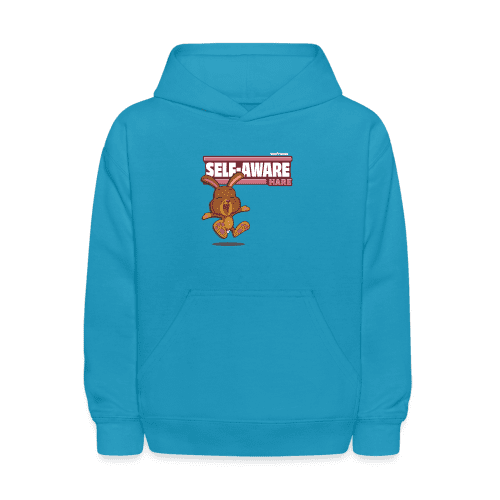 Self-Aware Hare Character Comfort Kids Hoodie - turquoise