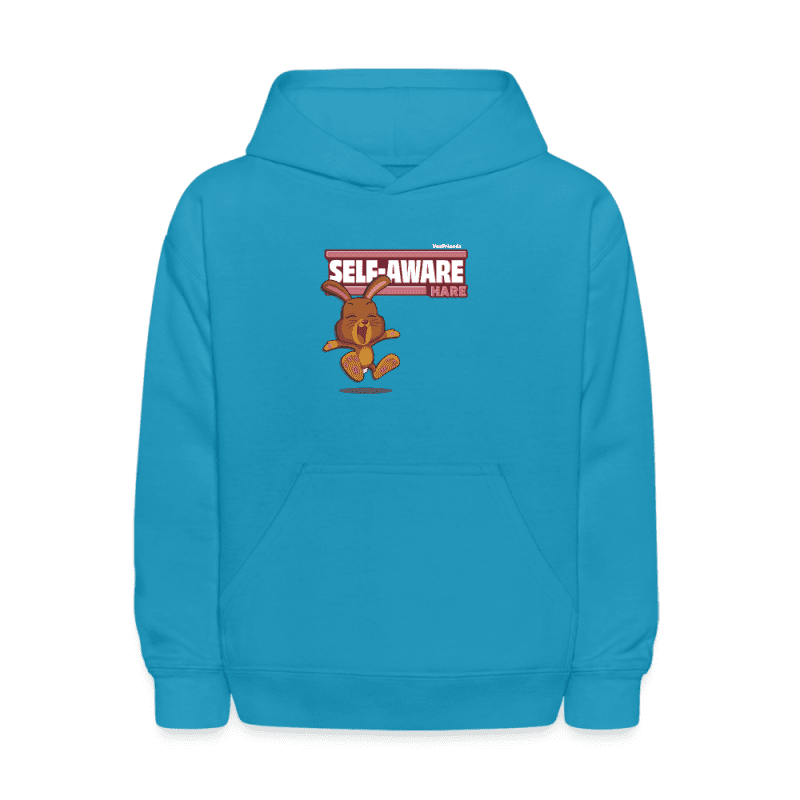 Self-Aware Hare Character Comfort Kids Hoodie - turquoise