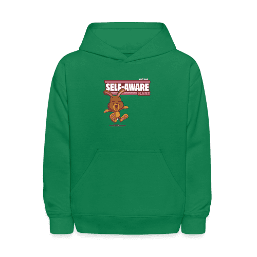 Self-Aware Hare Character Comfort Kids Hoodie - kelly green