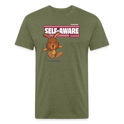 Self-Aware Hare Character Comfort Adult Tee - heather military green