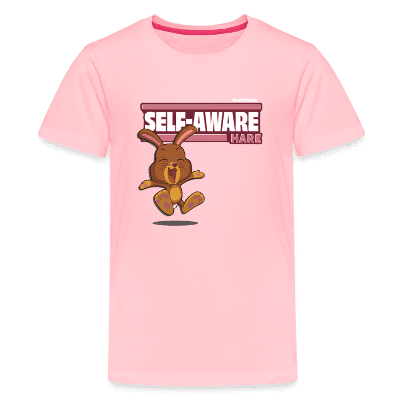 Self-Aware Hare Character Comfort Kids Tee - pink