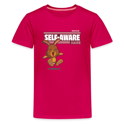 Self-Aware Hare Character Comfort Kids Tee - dark pink