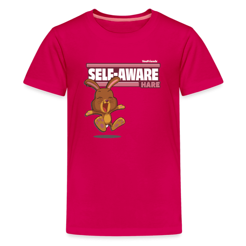 Self-Aware Hare Character Comfort Kids Tee - dark pink