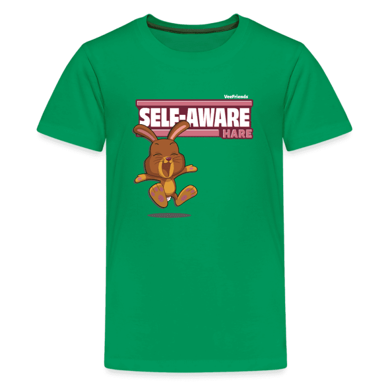 Self-Aware Hare Character Comfort Kids Tee - kelly green