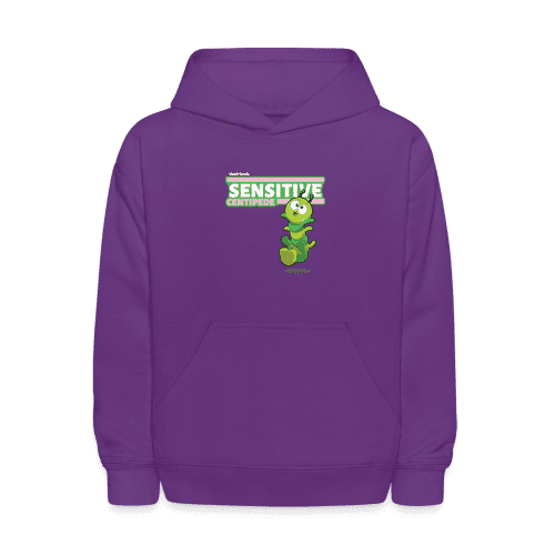 Sensitive Centipede Character Comfort Kids Hoodie - purple