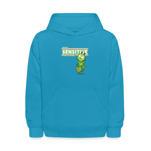 Sensitive Centipede Character Comfort Kids Hoodie - turquoise