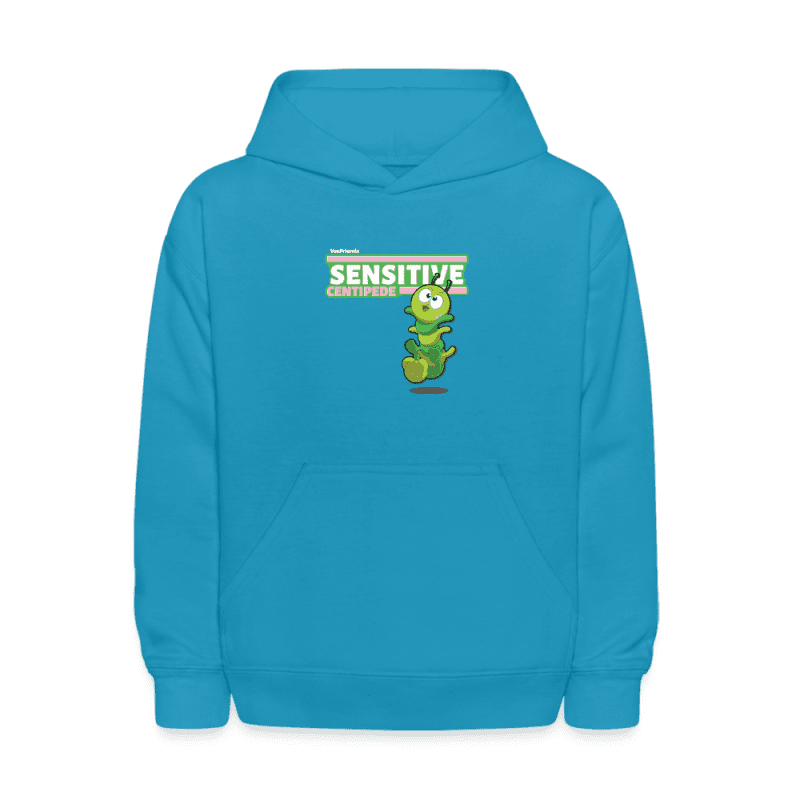 Sensitive Centipede Character Comfort Kids Hoodie - turquoise