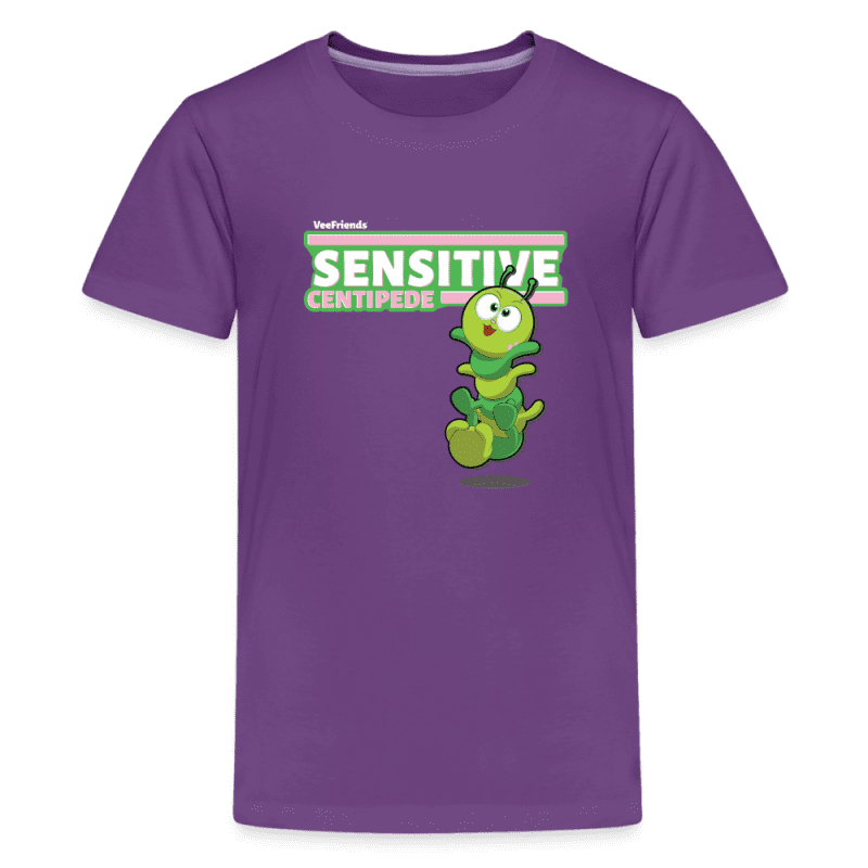 Sensitive Centipede Character Comfort Kids Tee - purple