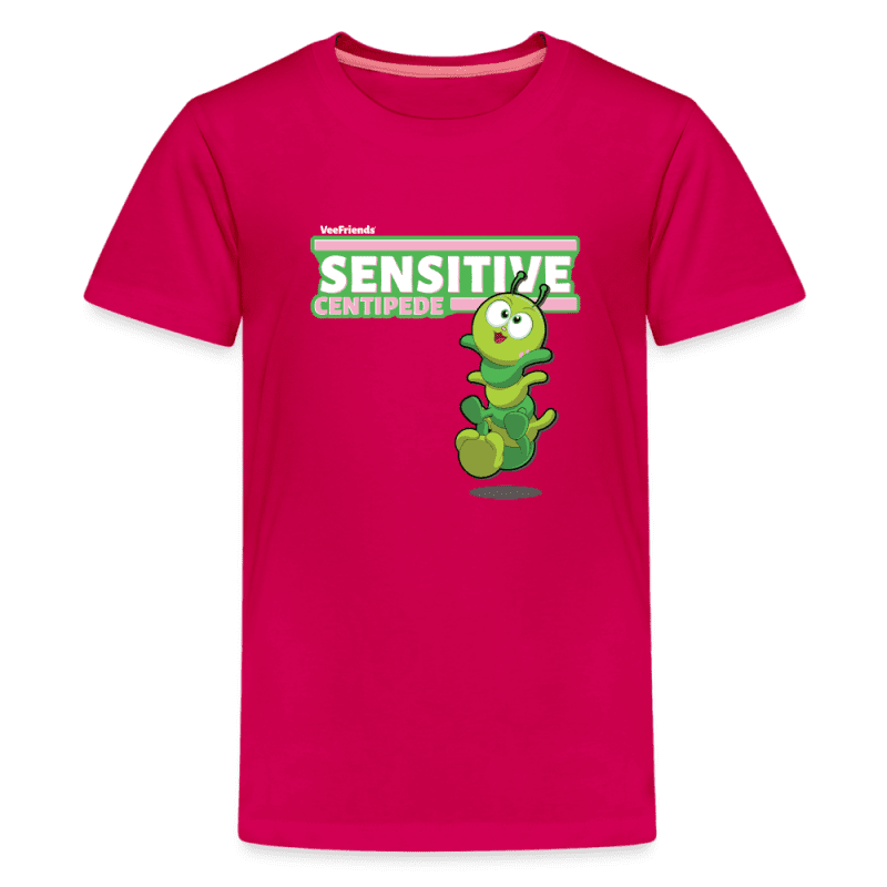 Sensitive Centipede Character Comfort Kids Tee - dark pink