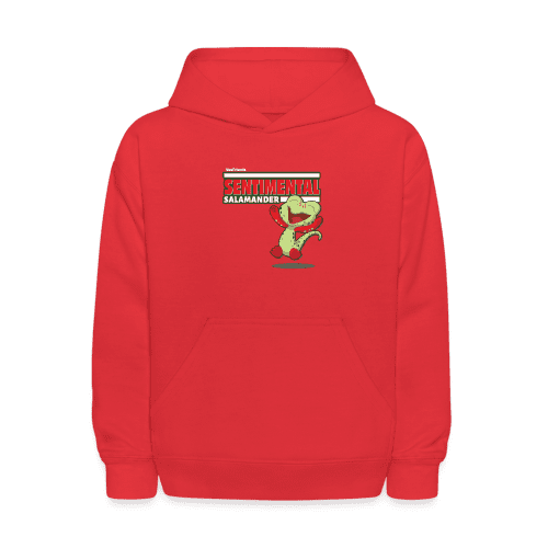 Sentimental Salamander Character Comfort Kids Hoodie - red