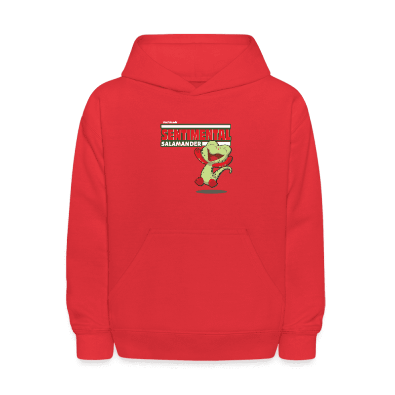 Sentimental Salamander Character Comfort Kids Hoodie - red