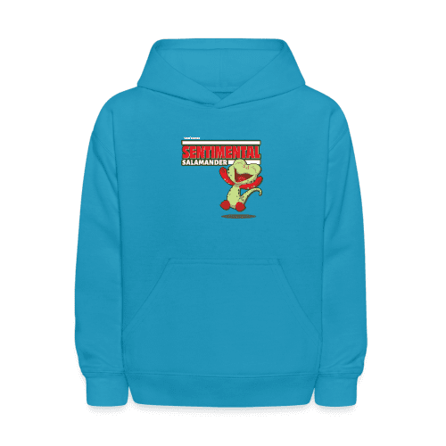 Sentimental Salamander Character Comfort Kids Hoodie - turquoise