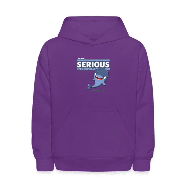 Serious Sperm Whale Character Comfort Kids Hoodie - purple