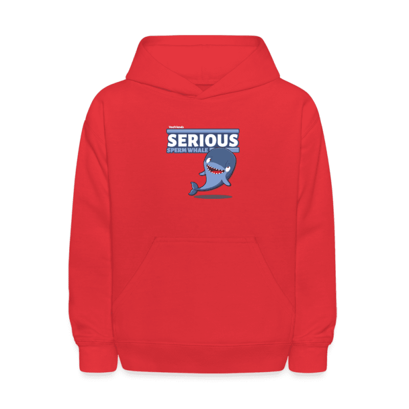 Serious Sperm Whale Character Comfort Kids Hoodie - red