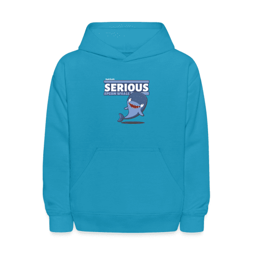 Serious Sperm Whale Character Comfort Kids Hoodie - turquoise