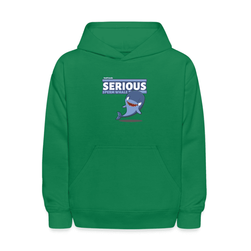 Serious Sperm Whale Character Comfort Kids Hoodie - kelly green