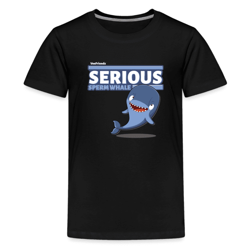 Serious Sperm Whale Character Comfort Kids Tee - black