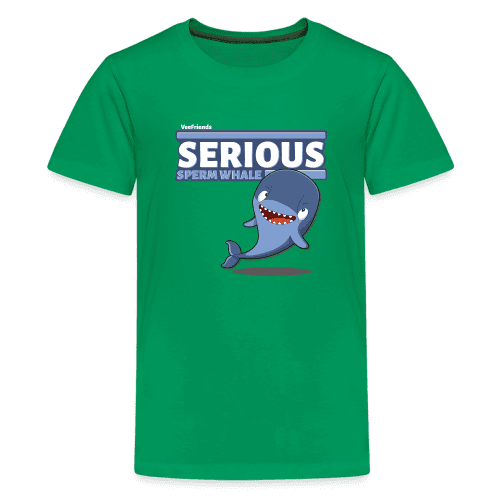 Serious Sperm Whale Character Comfort Kids Tee - kelly green